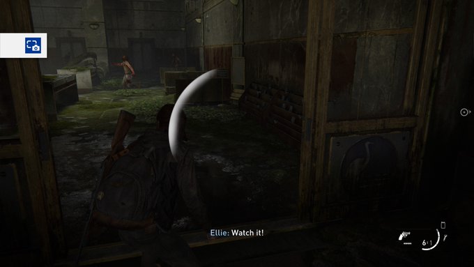 HUD in the center shows two white pulses, indicating that the player has been caught by two enemies.