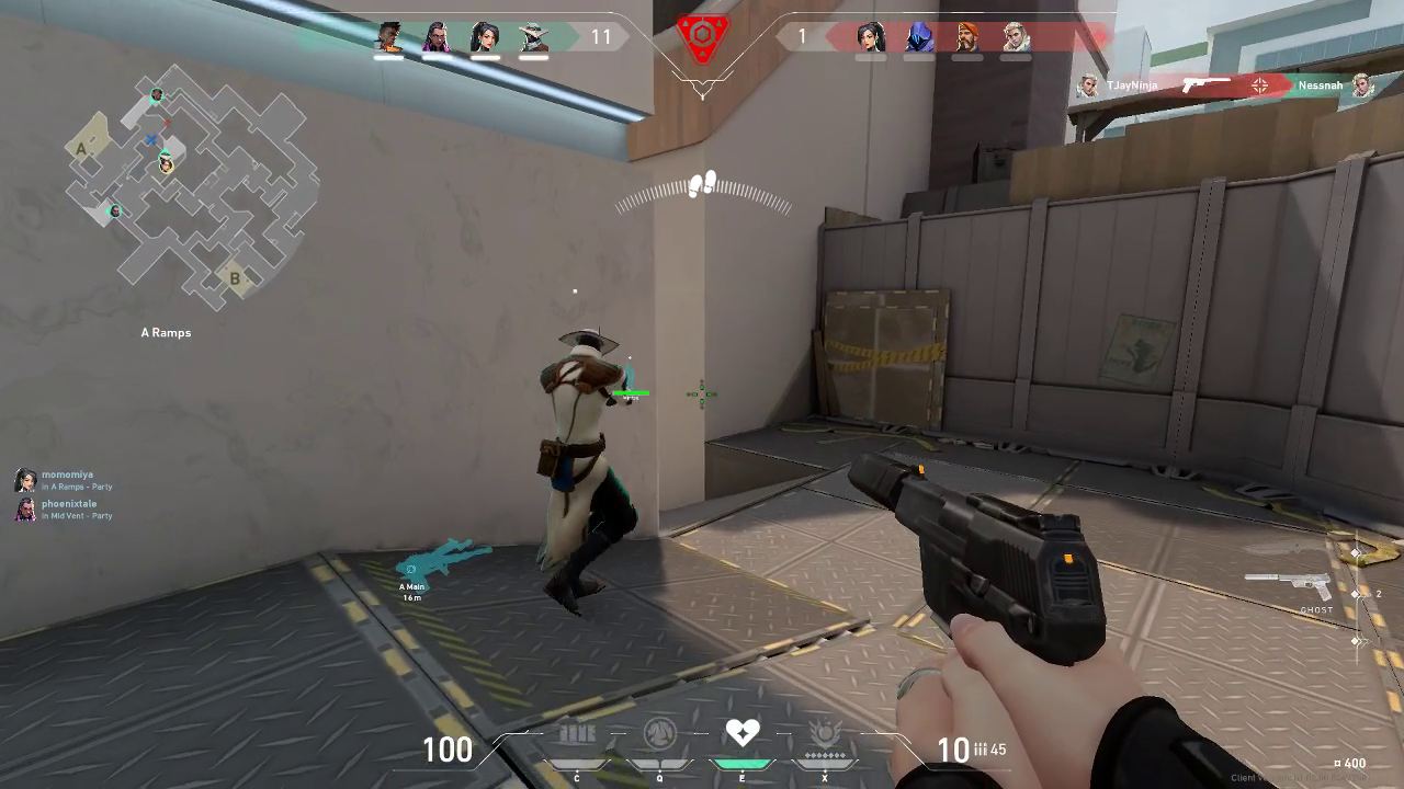 Screenshot of user interface. A footstep icon is visible at the center, indicating an ability is in use.